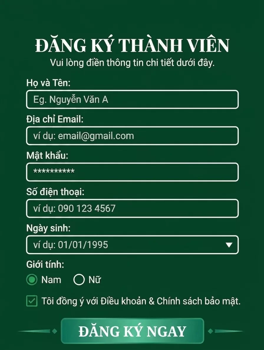 Biểu mẫu đăng ký thành viên DA88